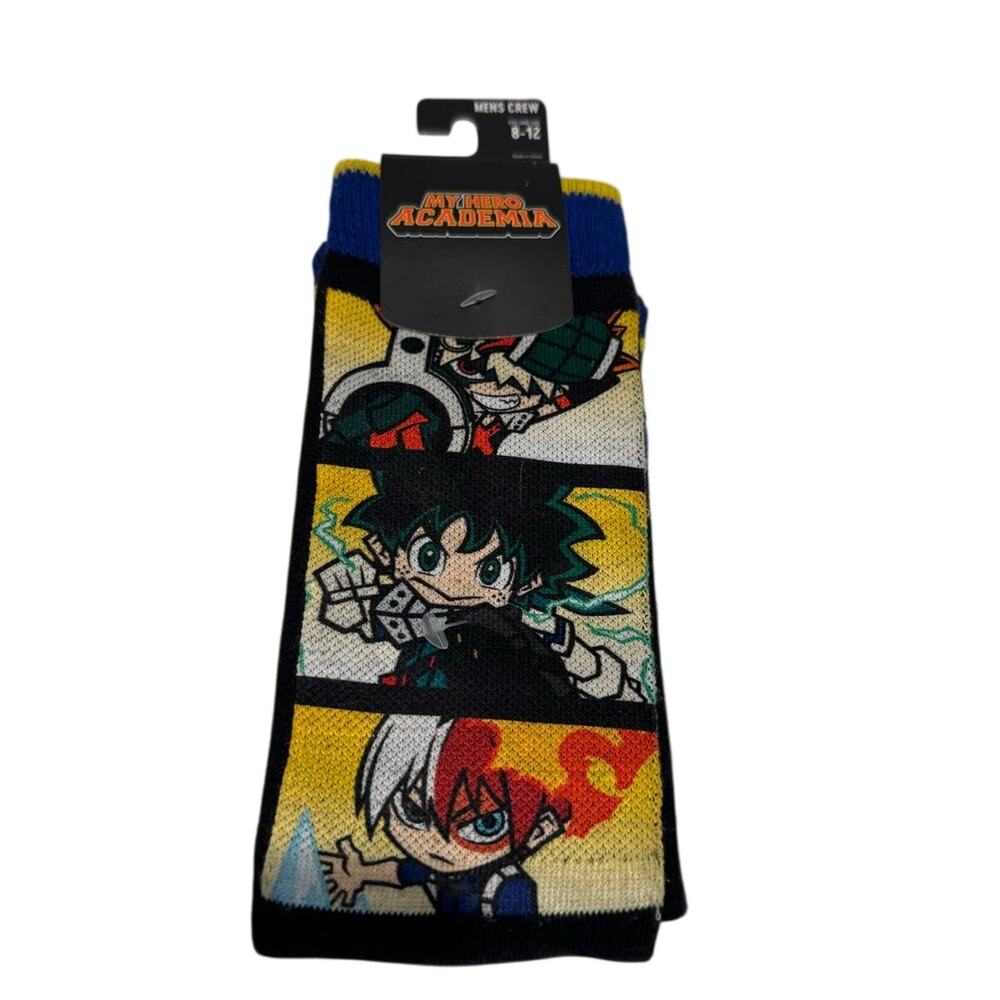 MY HERO ACADEMIA Single pair of Men's Crew Socks NWT Fits Shoe Size 8 - 12
